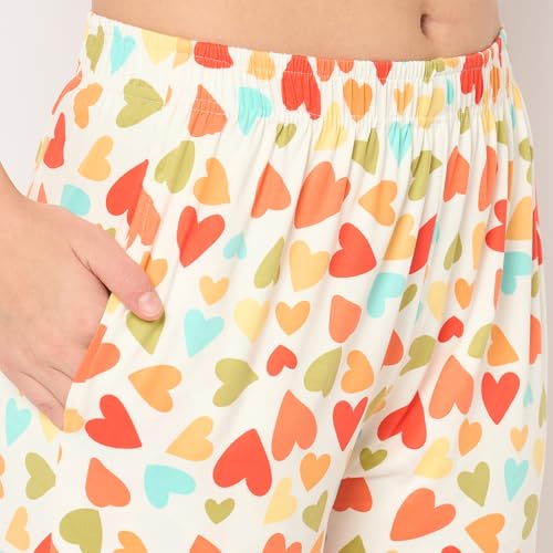 Image of CAMEY Women's Printed Pyjama Set, Short Sleeve T-Shirt and Trousers, Women Nightsuit, Loungewear Sets