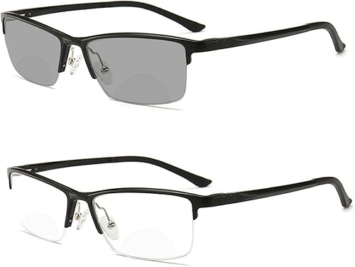 COTIA Gafas de lectura fotocromáticas bifocales de aluminio de magnesio para hombres