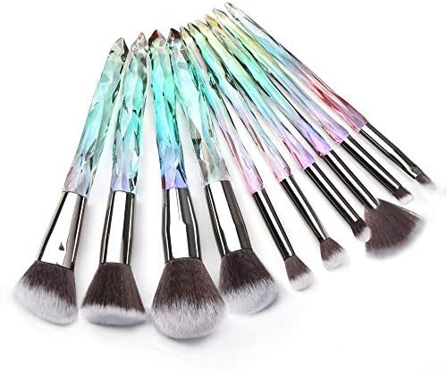 10PCS Makeup Brushes Popular Crystal Style Makeup Brush Set, Premium Synthetic Bristles Cosmetic Brush Professional Face Foundation Concealer Blush Eye Shadow Makeup Tools