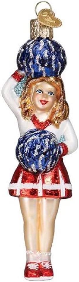 Old World Christmas Cheerleader Glass Blown Ornament for Christmas Tree, Handcrafted Holiday Decoration, Sport Collection