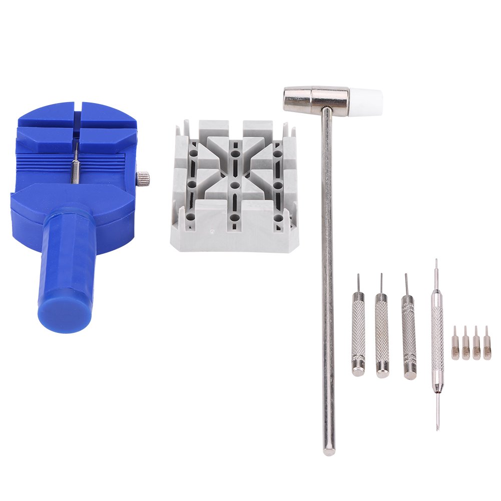 Herramienta de reparación de relojes, kit de reparación de relojes de autoservicio, kit de relojero para herramientas de reparación de relojes para reemplazar la correa de reloj acortada y alargada,