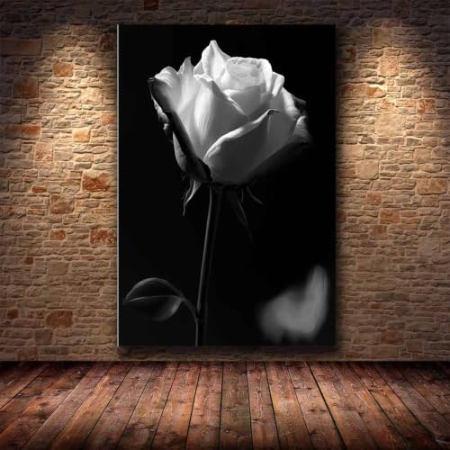 Tableau noir et blanc fleurs blanches pour décoration salon et chambre - 4