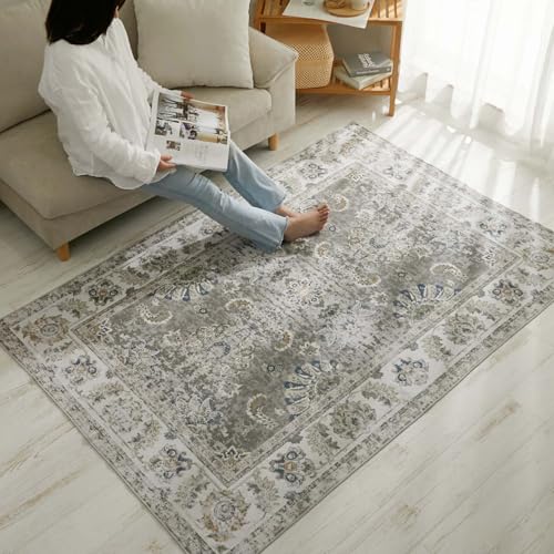 グラムスタイル ペルシャ風 ラグ カーペット 1.5畳 130x190cm 洗える 滑り止め付 床暖房対応 マットブラウン