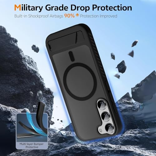 Image of KARWAN️Ultra Hybrid Matte Back Cover Case Compatible with Stand Magnetic for Samsung Galaxy S23 Plus | Mag-Safe Wireless Charging | Camera Bump Protection -(Black)
