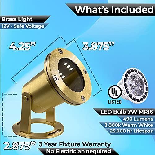Mik Solutions Underwater Light 113 Mik Solutions Solid Brass 7Wmr16 Led Bulb Pond Light Submersible Waterfall Pool Fountain Light For Beautiful Bright Long Lasting Home Garden Patio Pool #TOP3