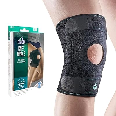OPPO RK102 Adjustable Knee Brace with Stays Breathable Neoprene Support for Knee Injury Recovery & Arthritis Pain Relief For Running, Hiking, Workout, Tennis One Size for Men & Women (1 Pack)