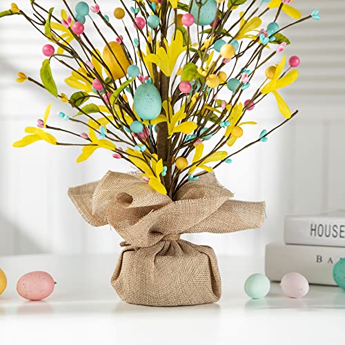 Glitzhome Artificial Eggs Blossom Table Tree 18”H Colored Eggs Tree Table Centerpiece For Easter Holiday Decoration Home Decor Artificial Plants #TOP3