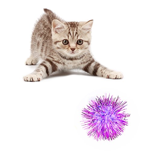 Baotongle 70 Pcs Assorted Color Sparkle Balls, Tinsel Pom Poms Glitter For Cat Kittens #TOP1