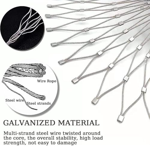 Generico Rete Metallica in Acciaio Inox 304 - Tipo X, Maglia 2 mm, per pollame da Giardino, Recinzione Flessibile anticaduta, Protezione Contro Le Cadute da Alta Quota, Maglia 5 cm (1,5 x 15 m)