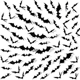 Ivenf 144 Pack Medium-sized Halloween Scary Plastic 3D Bats Wall Decals Window Decor Party Supplies Decoration
