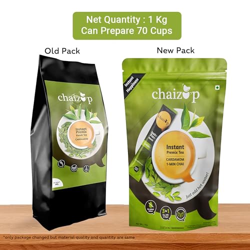Image of Chaizup Premium 1 Min Instant Ginger Tea Premix - 1kg Poly | Approx. 72 Servings (1kg, Cardamom)