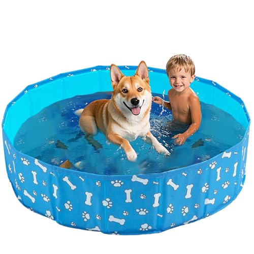 Foldable Dog Pet Bath Pool Collapsible Dog Pet Pool Bathing Tub Kiddie Pool Doggie Wading Pool for Puppy Small Medium Large Dogs Cats and Kids