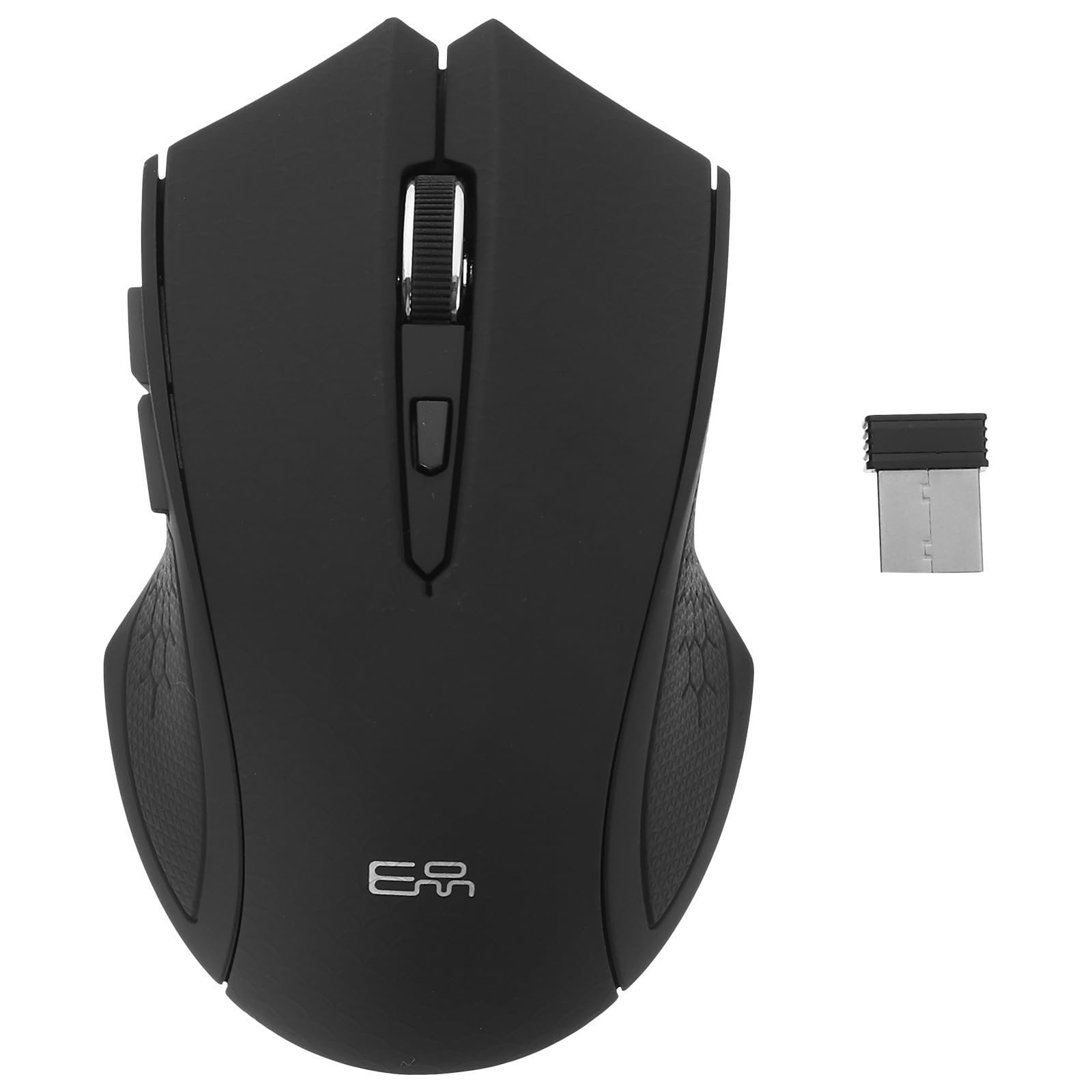 Ratón inalámbrico con diseño ergonómico en forma y 6 teclas de plástico resistente negro 8
