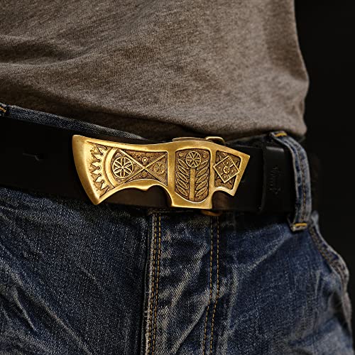 Ax belt buckle, Old Norse axe, Runic Medieval solid brass ax buckle - Thumbnail 7
