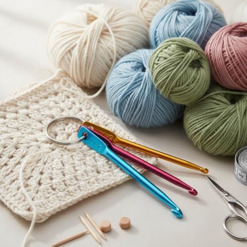 3Pcs Mixed Aluminum Knit Needle Crochet Hook Needle Keychain Keyring| Convenient and Attractive Knitting and Crochet - 5