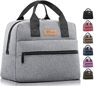 HOMESPON Lunch Bag Insulated Large Capacity Cool Bag with Frosted Waterproof Fabric Handbag Portable for Women Men and Students at School Office Picnic (Grey)