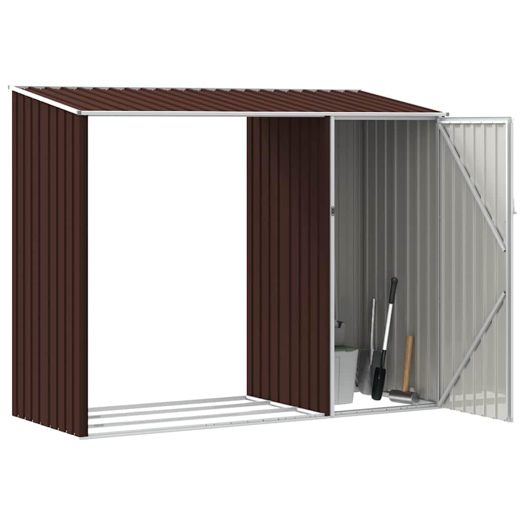 Abri à bois 245x98x159 cm Acier galvanisé Marron Rangement de jardin