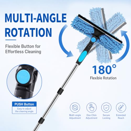 Limpiador de ventanas para baño y ducha con mango largo modulable de microfibra 4