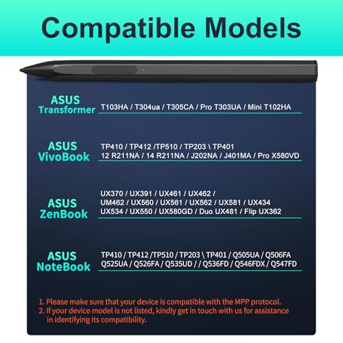 Lápiz capacitivo MPP 2.0 compatible con ASUS Zenbook Vivobook Flip Pro Notebook 2