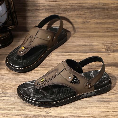 Premium Men's Leather Flip Flop Sandals with Textured Rubber Anti Slip Sole Versatile Wearable as Slippers or Sandals Handcrafted Stylish Casual Footwear3
