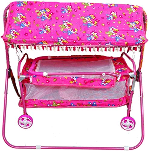 Image of AVANI METROBUZZ Beautiful Printed Lightweight Baby Cradle Cot Cum Stroller (Color - Pink)