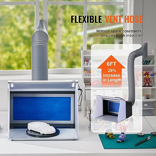 VEVOR Airbrush verfcabine 405 x 330 x 355 mm draagbare spuitcabine 5,2 m³/min dubbele ventilator zuigcabine met LED-verlichting draaiplateau voor modelbouw knutselen - Afbeelding 4