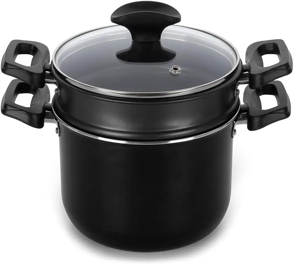 Multiflon Cuscuzeira de Aluminio 16 Centimetros Com Tampa de Vidro Linha Induct+ Resistente Eficiente Durável e Saudável