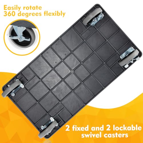 Image of ELAFROS 2-Tier Heavy Duty Rolling Cart, 34 x 17 in, 2 Fixed 2 Swivel, Gray