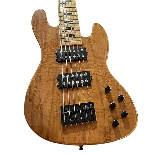 Basse électrique 6 cordes corps frêne massif micros actifs HH couleur bois