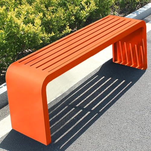 Outdoor Backless Bench,Stainless Steel Garden Patio Porch Bench,Art Deco Alloy Picnic Bench,Modern Multicolor Park Bench,Waterproof Metal Garden Bench,Steel Frame Outdoor Bench (Orange, 87, inch)