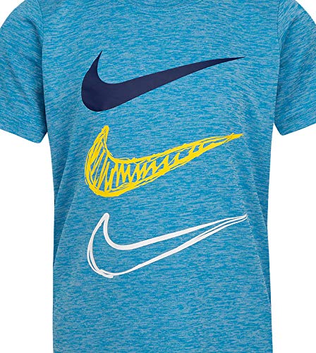 Image of Nike Boys Polyester Solid Little 2 Piece Swoosh T-Shirt Tee & Mesh Shorts Set