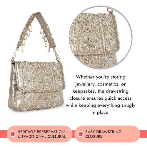 Image of Nevis Stylish Embroidery Unique Design Traditional Wedding Party Handheld Potli Bag For Women