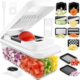 Vihoom Coupe Legumes Multifonction et Spiraliseur, Decoupe Legumes avec 9 Lames Interchangeables, Mandolines de Cuisine Professionnelle, Coupe Légumes pour Tomates, Concombre, Oignon, Carotte