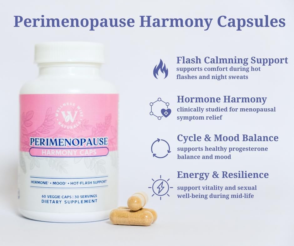 Miniatura 3 de Armonía Perimenopausia, cápsulas de apoyo para el equilibrio hormonal, 60 unidades, con Dong Quai, Vitex Berry, vitamina B6