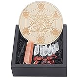 MATERIAL: Estas piedras de chakra de energía están hechas de cristales naturales., por lo que las piedras que recibe pueden ser diferentes a las de la imagen. Conservando su forma original, encanto y belleza natural; Adicionalmente, la placa de madera está hecha de madera, que es duradero, brindándote una buena experiencia de uso.