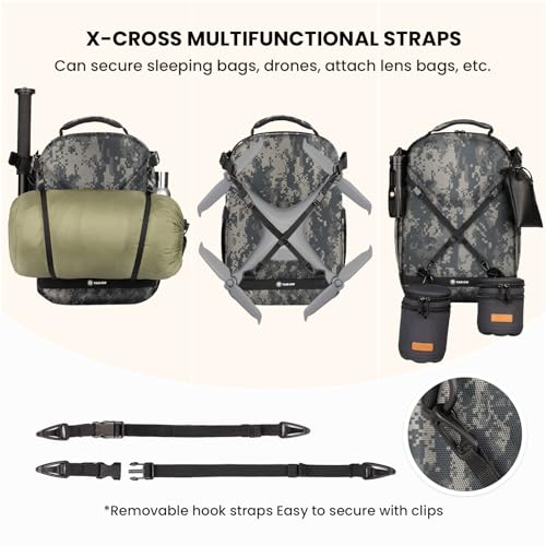 Image of TARION Camera Backpack 3-side Hardshell: Hard Case Camera Backpack Bag Photography Backpack DSLR Backpack with Waterproof Raincover Laptop /Tripod Compartment Hard Side Drone Backpack Photo Bag Camo