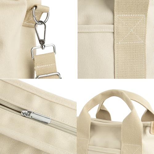 Bolso pequeño tote para mujer en lona con cierre y bolsillos miniatura 6