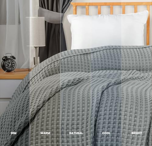 Image of Utopia Bedding 100% Cotton Waffle Weave Blanket Full Size for Bed - Lightweight, Breathable Summer Blankets Soft and Cozy, Gifts for Women Home Room Decor (Cool Grey, 90x84 Inch)
