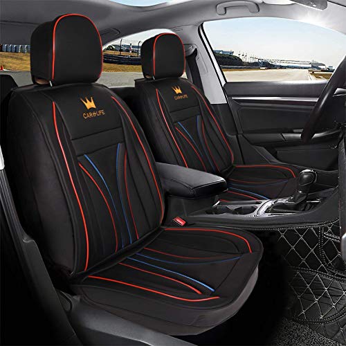 Review Discount Leather Car Seat Covers Full Set, Universal Fit Waterproof Protector Cover, Fit for Most 5-Seater Auto-Truck SUV Hyundai Kia Honda Mazda Chevy Sedan Pickup Truck Hatchback SUV(Full Set Black) (Black)