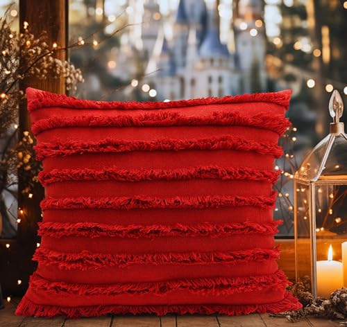 Image of mosey Red Cushion Cover 20x20 inch | Set of 2 | Red Cushion Covers 20 inch x 20 inch | Throw Pillow Cover for Decoration Gift Decor