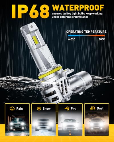 Image of AUXITO 9005 HB3 Light Bulbs, 6500K Cool White, 50000 Lumens Per Set, 900% Brighter than Halogen, 50000 Hours Lifespan, Pack of 2