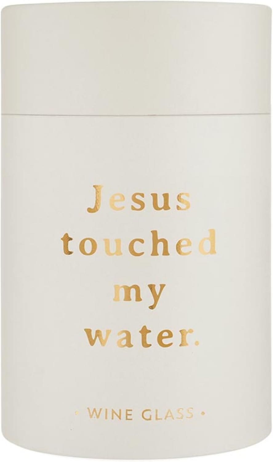 Santa Barbara Design Studio Gift Boxed Wine Glasses Gold Foil Stemless Wine Glass, 17-Ounce, Jesus Touched My Water