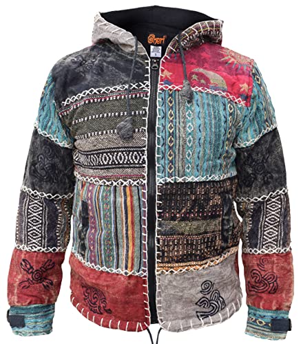 Veste de festival en coton Gheri style patchwork soleil et lune pour femme
