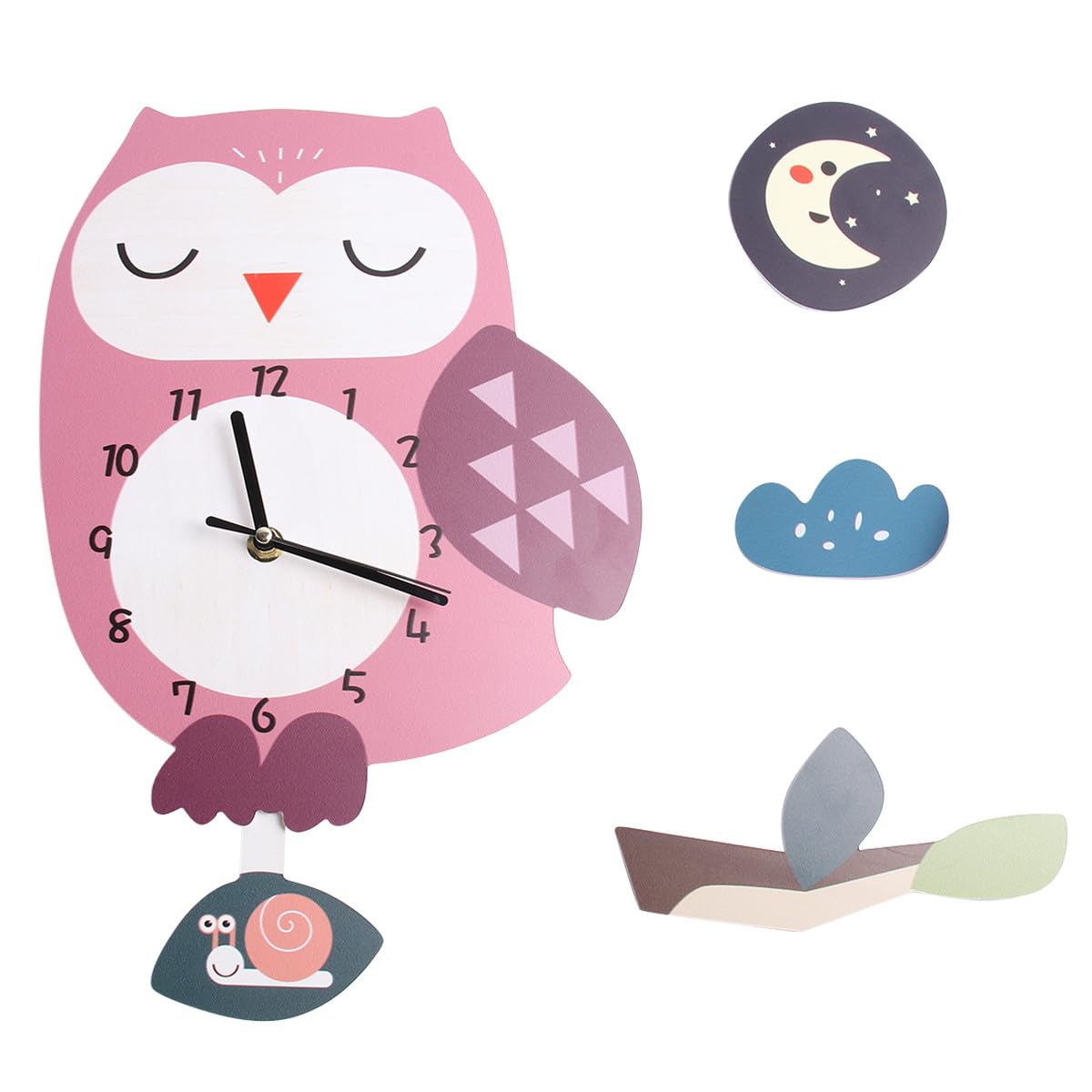 Reloj de Pared de Dibujos Animados Diseño de Búho, Material Ecológico, Silencioso, para Decoración de Habitaciones Infantiles y Aulas, Adecuado para Jardín de Infantes y Salón