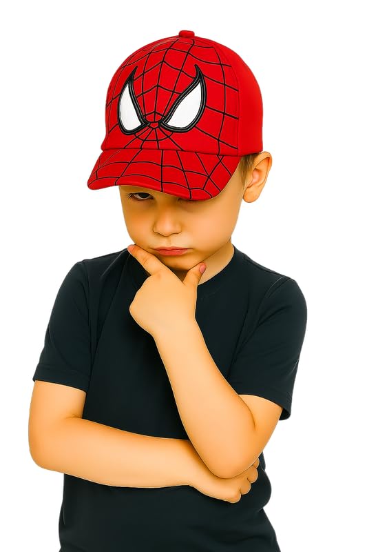 Krystle Superhero Spider Print Cap for Kids – Red Edition (3-6 Years) - Image 4 thumbnail