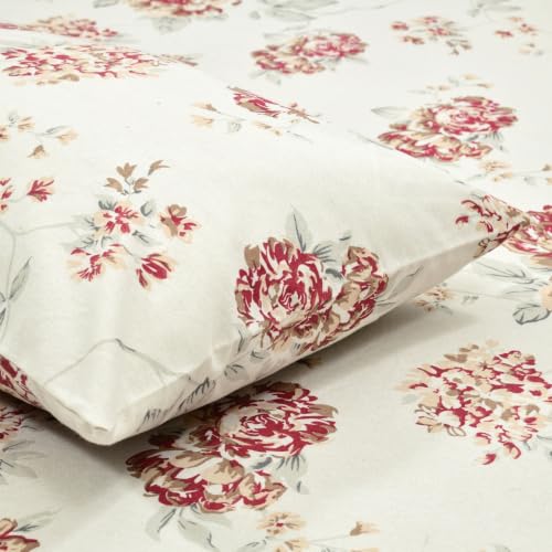 Image of Haus & Kinder Single Bedsheet for Single Bed with Pillow Cover Pure Cotton 186 TC | Soft & Silk Bedsheet for Single Bed |58 x 98 Inches - English Rose Reverie
