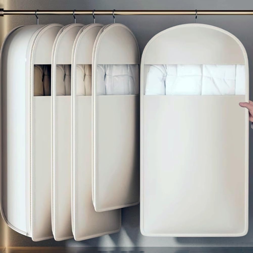 Fundas para Colgar Ropa con Ventana Transparente, Fundas Lavables para Ropa, Organización Del Armario Que Ahorra Espacio(Gray,130x58x18cm)