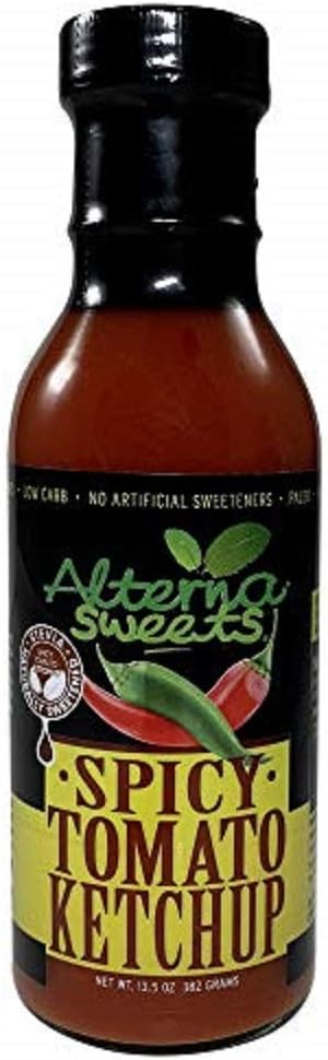AlternaSweets Spicy Ketchup - 13.5 oz - Stevia Sweetened - Classic Tomato Flavor - Low Carb - KETO/Paleo/Atkins/ Diabetic Friendly - Non GMO - Gluten Free