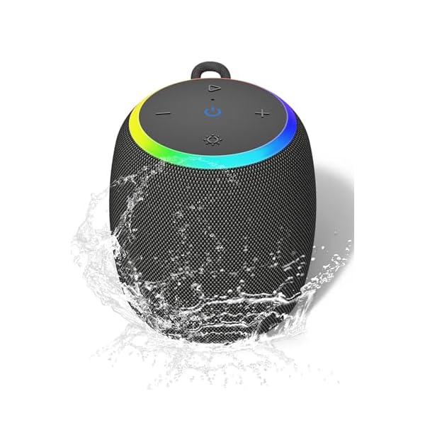 Bluetooth Speakers,Portable Wireless Speaker with 15W Stereo Sound, IPX6 Waterproof Speaker with LED Light, Bluetooth TWS, Portable Speaker for Shower Outdoor Party Beach Camping
