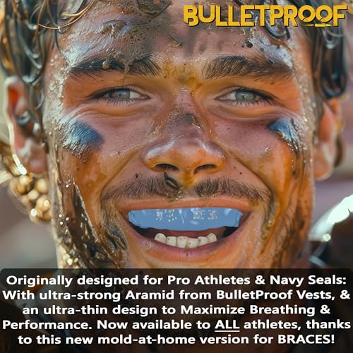 Image of Bulletproof: World's Thinnest Most Breathable Mouthguard is 3X Stronger! BJJ Lacrosse Football Basketball MMA Wrestling Hockey Rugby Boxing Men Sports Mouth Guard Grinding Teeth Adult Youth Braces